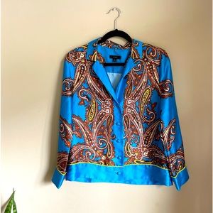 J. Crew Turquoise Paisley Silk Blouse